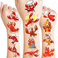 96PCS Crawfish Boil Pre-Cut Temporary Tattoos Themed Birthday Party Supplies Favors Decorations Summer Seafood Lobster Crayfish Shrimp Tattoo Stickers Gifts For Boys Girls Kids School Prizes Carnival