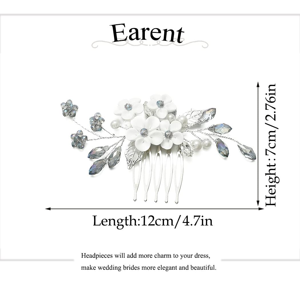EARENT Blue Wedding Hair Accessories Flower Hair Comb for Women