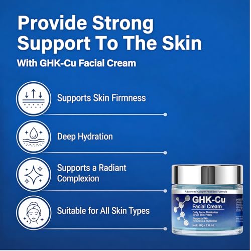 GHK-Cu Copper Peptide Face Cream, Peptides for Skin Firmness & Hydration, Daily Moisturizer with GHK-Cu