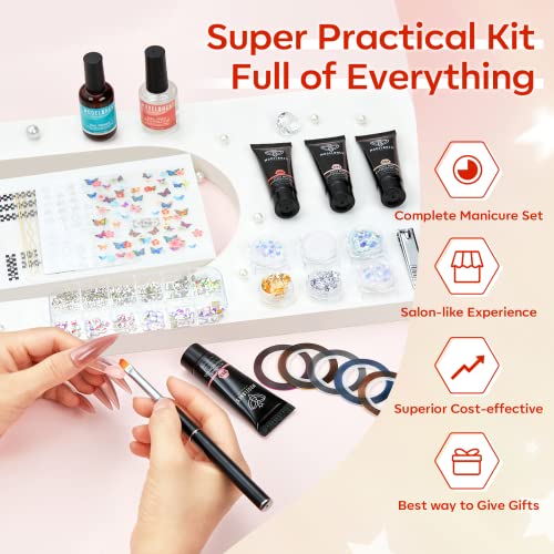 Poly Nail Gel Kit with 8 Colors & 48W UV/LED Lamp - D2-Orange Pink