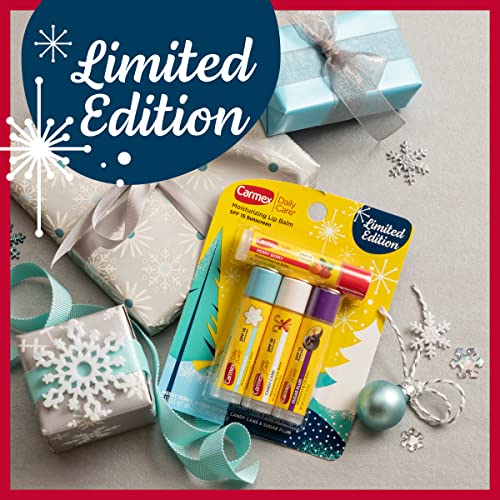 Carmex Holiday Lip Balm Set - 6 Flavors, SPF 15, Water-Resistant, 4-Pack Each - Limited Edition