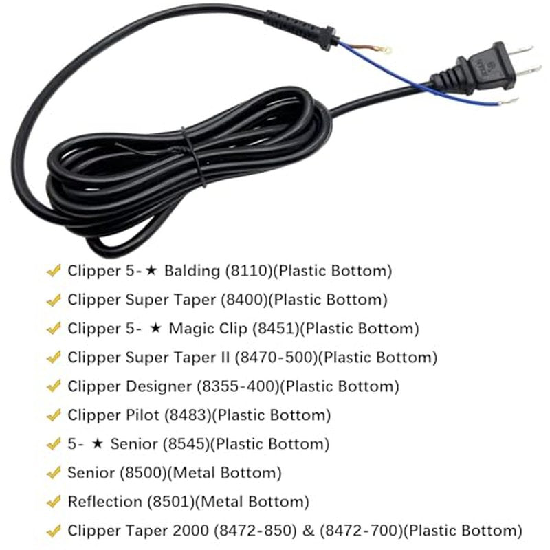 647-500 Clipper Cord Replacement WAHL Fits Senior, 5Star Senior, Designer, Super Taper, Sterling, Magic Clip, Balding, Icon, Legend,Taper 200, Pro Basic and Pilot Clippers 00647-500 Hair clipper cable