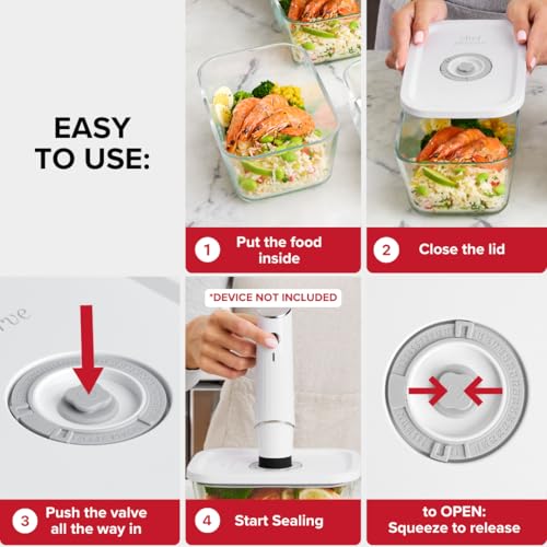 Large Set of Glass Vacuum Seal Food Storage Containers - 3 Pieces