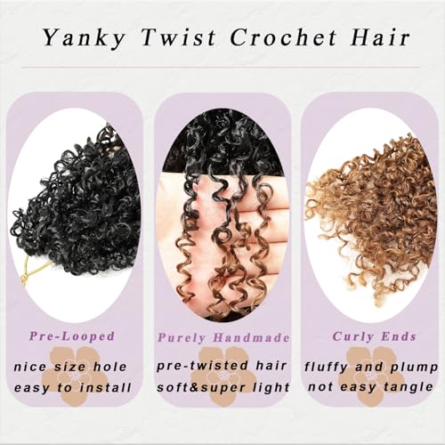 8 Inch Yanky Twist Crochet Hair for Black Women - 8 Packs OT30