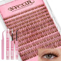 Lash Clusters Kit Brown Lash Clusters with White Clusters Glue and Clear Seal 8-16mm Wispy Cluster Eyelash Extension Kit D Curl 144pcs Brown Natural Lashes Cluster DIY Lash Extension Kit