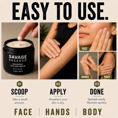 Beef Tallow Face & Body Moisturizer with Manuka Honey - Whipped Balm, 4 oz