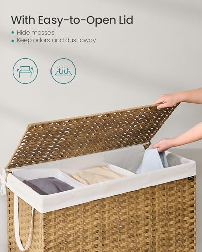 Laundry Hamper with Lid - 52.8 Gal Synthetic Rattan Foldable Storage - Goose Yellow