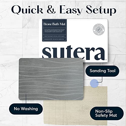 Stone Bath Mat for Bathroom Dries in Seconds - Diatomaceous Earth, Gray - Variation of THIS listing