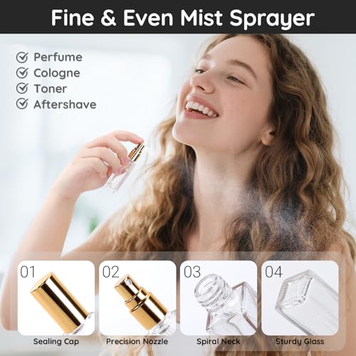 40 Pcs 10ml Glass Travel Perfume Atomizers Refillable Mist Spray Bottles