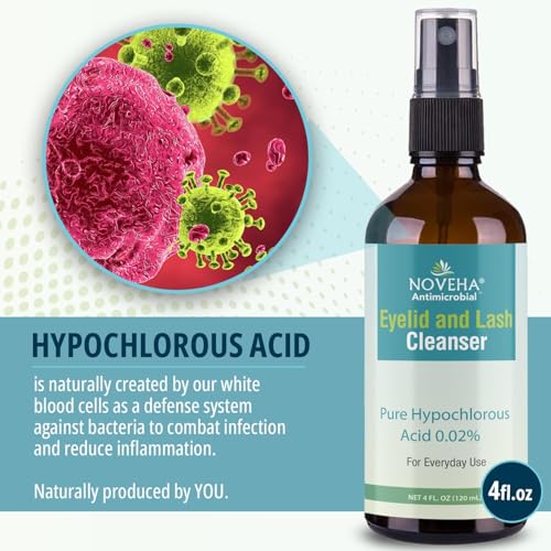 NOVEHA Eyelid Cleanser | Stye Eye Treatment | Eye Lid Cleaning | Dry Eye Relief | Fast Acting Soothing Eyelid Cleansing Formula | Pure and Gentle Lash Hypochlorous Acid Eyelid Spray (4oz - 3 Pack)