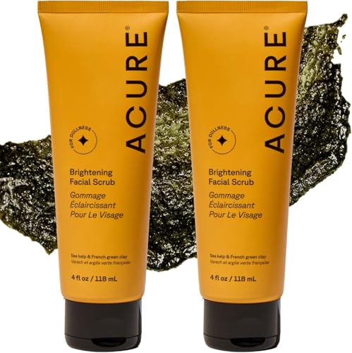 Acure Brightening Facial Scrub 4 Fl Oz Pack of 2 Exfoliating Face Wash