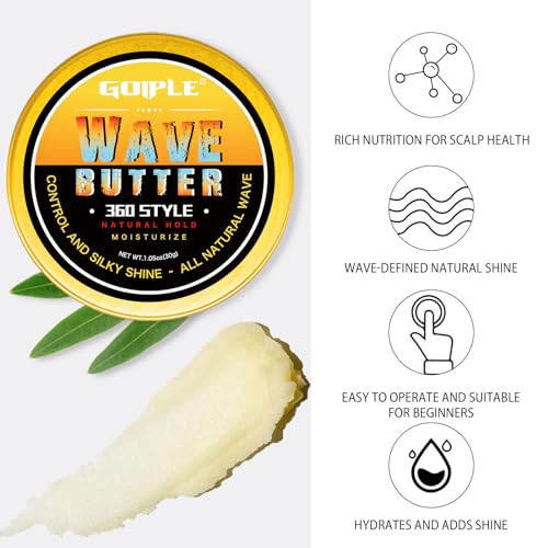 Goiple Men Wave Pomade - Strong Hold Hair Cream for Waves, Shine & Moisture