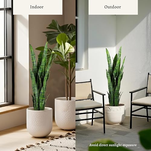 Green 2-Pack Artificial Snake Plants - Lifelike Indoor Faux Sansevieria