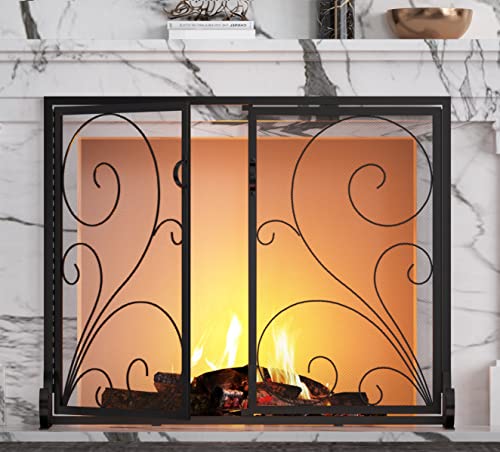 Fire Safety Fireplace Screen Steel Mesh Guard 37.8"L x 30.7"H - Fire Beauty