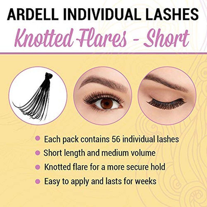 Andrea Individual Lashes Knotted Flares, Short - Black, Lightweight, Natural Look DIY Lash Clusters, Eyelash Extension Kit, 4 Pack