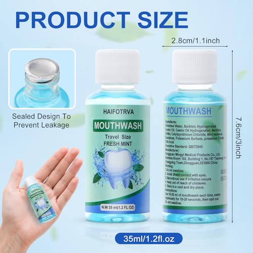 Mini Mint Mouthwash Travel Size 35ml Pack of 50 - Fresh Breath On-the-Go