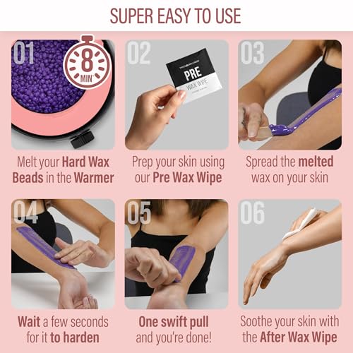 Tress Wellness Waxing Kit for Sensitive Skin - Midnight Rose, at-Home Face & Body Hair Removal