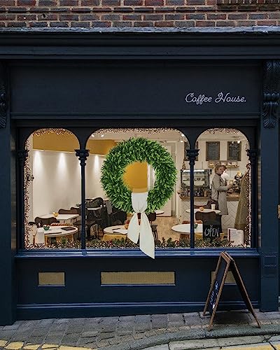 32 Inch Artificial Boxwood Wreath with Yellow Cloth Can DIY Shaped - Green / 32 Inch