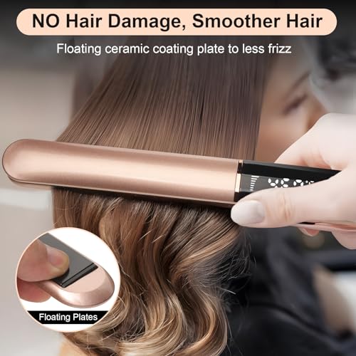 Professional Flat Iron Hair Straightener with Floating Plates & Adjustable Temp