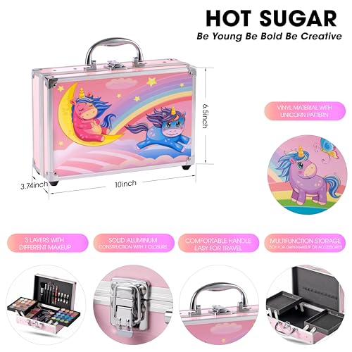 Pink Makeup Kit with Train Case for Teens - 40 Piece Beginner Cosmetic Set