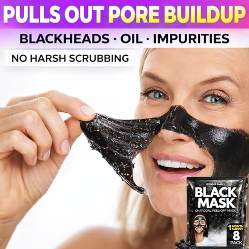 Activated Charcoal Face Masks Skincare 2 pack (16 sachets) - Korean Skin Care Products - Face Mask Peel Off Skin Care - Gently Cleansing Charcoal Face Mask for Men & Women Face Care