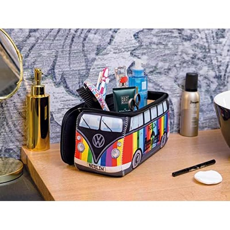 BRISA VW Collection - Volkswagen Neoprene Universal Makeup Cosmetics Toiletry Travel Pharmacy Bag in T1 Bus Design (