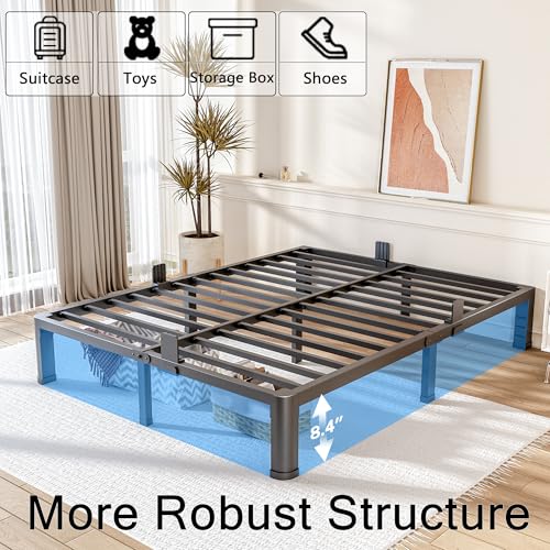 Queen 10 Inch Heavy Duty Metal Bed Frame with Rounded Corners and Headboard Hole