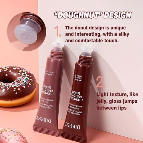 Tinted Lip Serum Gloss ? Hydrating Lip Plumper with Natural Shine, Nourishing Hydration with Polypeptide Non-Sticky, Long-Lasting Color, Moisturizing Lip Makeup (6Pcs)