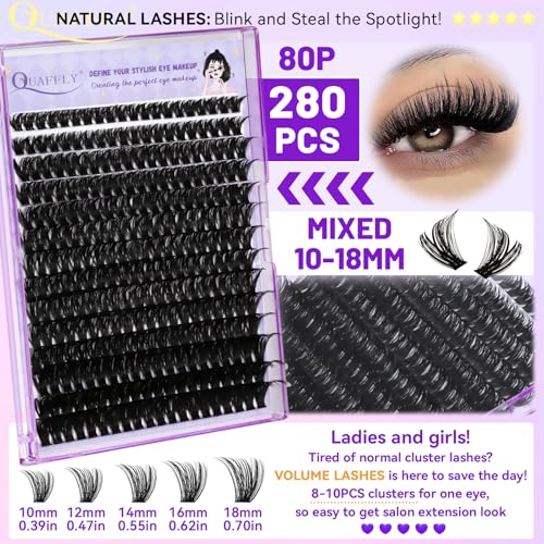 DIY Lash Extension Kit 840Pcs 10-18mm D Curl Lashes Clusters with Lash Bond&Seal Lash Remover Tweezers Double-Ended Brush Easy to Use for Beginners