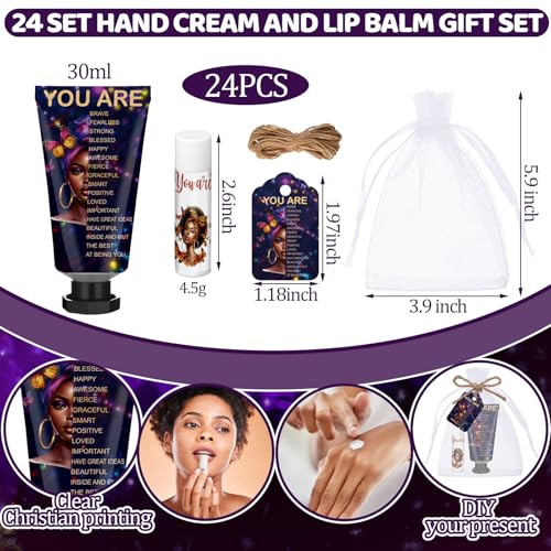 African American Christian Hand Cream & Lip Balm Set - Bulk 24pcs, Moisturizing Gift