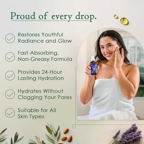 8oz Organic Body & Face Oil for Dry Skin - Natural Moisturizer with Cold Pressed Almond, Olive, Jojoba, Rosehip, Vitamin E & Lavender - After Shower Body Oil - Variation of THIS listing