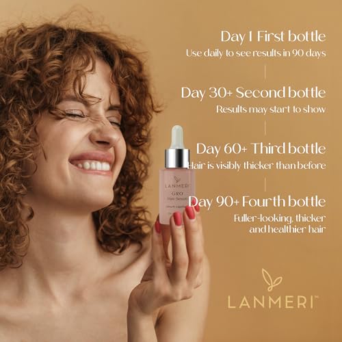 Lanmeri Vegan Hair Growth Serum - 90 Day Supply for Thicker, Fuller Hair & Scalp Treatment