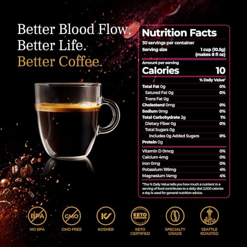 Medium Roast Coffee Pods with Red Grape Extract - 30 Count, Keto Certified - VINIA Blood Flow K-Cup