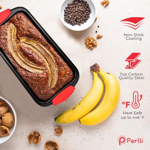 PERLLI 10-Piece Non-Stick Bakeware Set with Silicone Handles, Oven Safe to 446°F