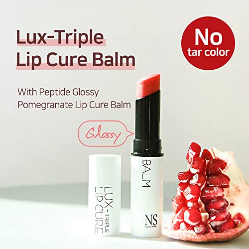 Natural Tinted Lip Balm - Lux Triple Lip Cure Glossy Balm VENUS Ruby Red 0.17oz