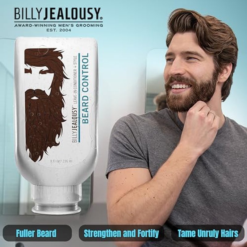 Billy Jealousy Beard Control Leave In Beard Conditioner for Men with Aloe Leaf Juice and Jojoba Seed Oil, Softens Hair and Skin, Light Hold with Matte Finish
