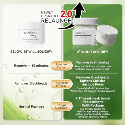 LANBENA 3-in-1 Blackhead Remover Set with Nose Strips & Pore Serum – Face Mask & Pore Minimizer