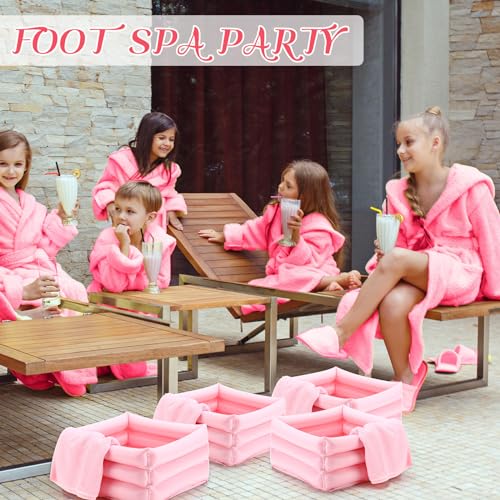 FillTouch Pink Foot Spa Kit with Towels for Kids - Spa Party Supplies