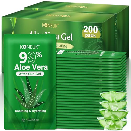 D-200 Pack Aloe Vera Gel - 99% Pure Hydrating Face & Hair Gel, Travel Size
