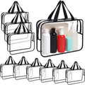10 Pack Large Clear Waterproof Storage Bags clear with handles with Zipper bags Travel Organizer Cosmetics Books and Home Organization