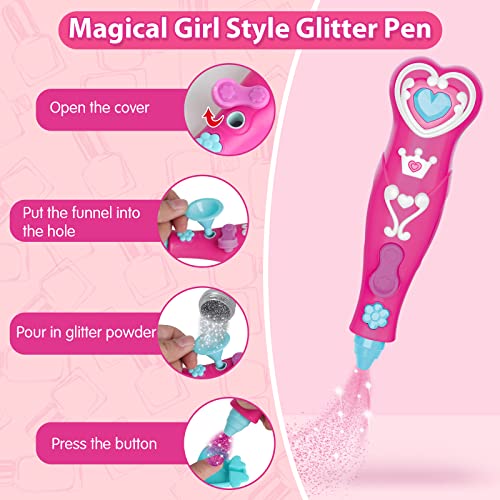 Kids Nail Polish Set with Dryer Glitter Pen & Accessories - Non-Toxic & Quick Dry