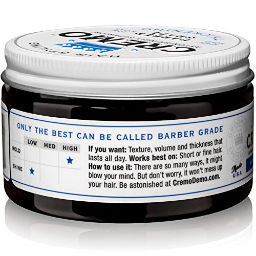 Cremo Premium Barber Grade Hair Styling Thickening Paste, High Hold, Low Shine, 4 Oz & Rich-Lathering Italian Bergamot Body Wash for Men, Notes of Italian Bergamot, Neroli Blossom