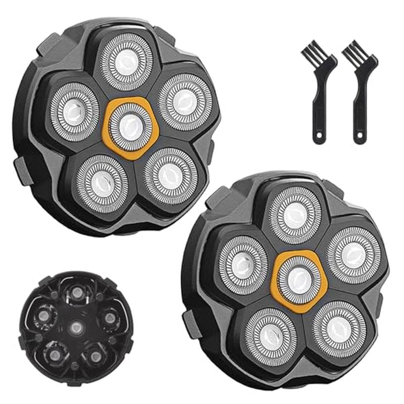 6 Blade Magnetic Replacement Shaving Heads for Bald Men Compatible with All 6D Magnetic Electric Razor (2 PCS VM-072)