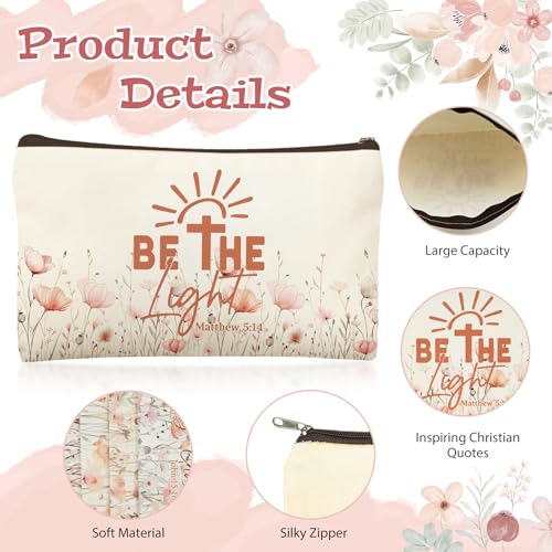 Kuabiz 24 Pack Christian Wildflowers Makeup Bags with Bible Verses - Inspirational Travel Cosmetic Pouches for Women