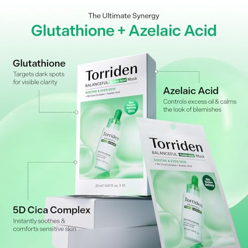 Torriden Azelaic Acid Mask - 10 Sheets for Brightening & Oil Control