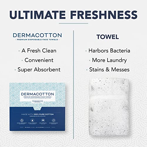 Dermacotton X-Large 100% Pure Cotton Disposable Face Towels - Pack of 100