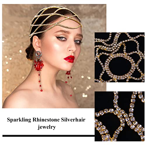 Vijiv 1920s Flapper Headpiece for Women Roaring 20s Gatsby Wedding Hair Accessory - Gold