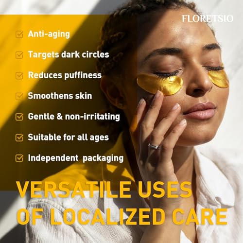 Under Eye Patches for Dark Circles - 24K Gold Collagen Cooling Gel Eye Mask with Retinol & Hyaluronic Acid, Reduces Puffy Eyes & Fine Lines Delays Aging Treatment Women/Men(30 Pairs)