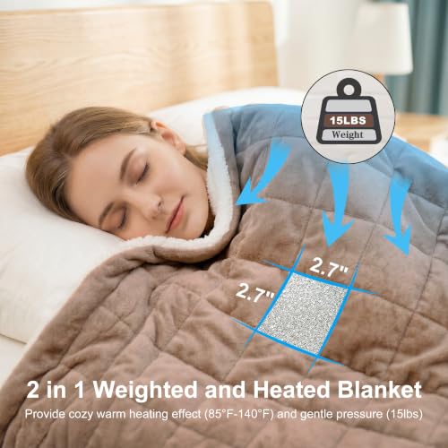 Weighted Heated Blanket for Adults with 12 Heat Levels - 50x60 Brown