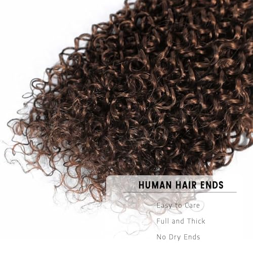BOKIEOIE Brown #4 JC 34 Inch Curly Wavy Human Hair Bundle - Unprocessed Brazilian Virgin Extensions